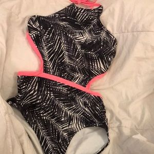 One piece palm tree swimming suit